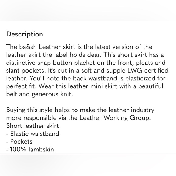 ba&sh Black Button-Front Genuine Leather Skirt - Picture 4 of 15